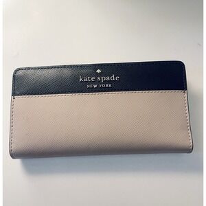 KATE SPADE Colorblock Wallet Bifold Black & Beige Classic Pre-owned